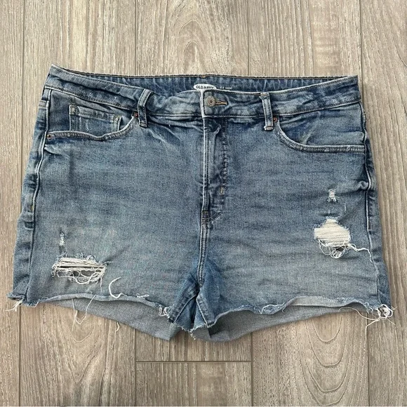 Old navy Blue Denim distressed Jean Shorts size 16 - Picture 1 of 3